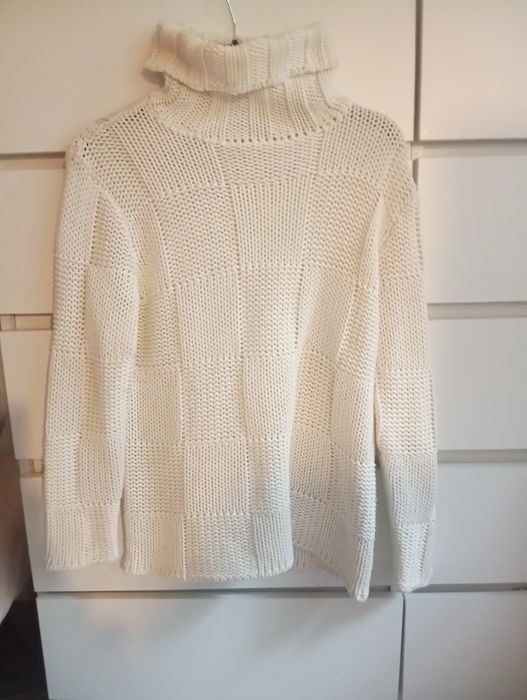 Sweter Damski biały golf Janique rozmiar L