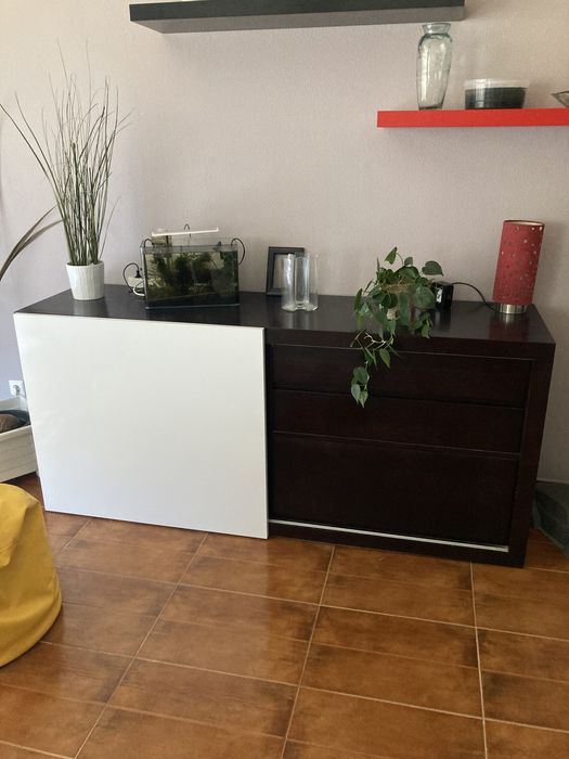 Movel de sala madeira macica preto e branco