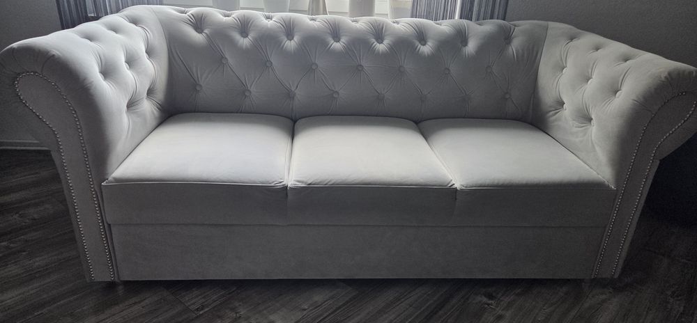 Kanapa chesterfield 200cm szara