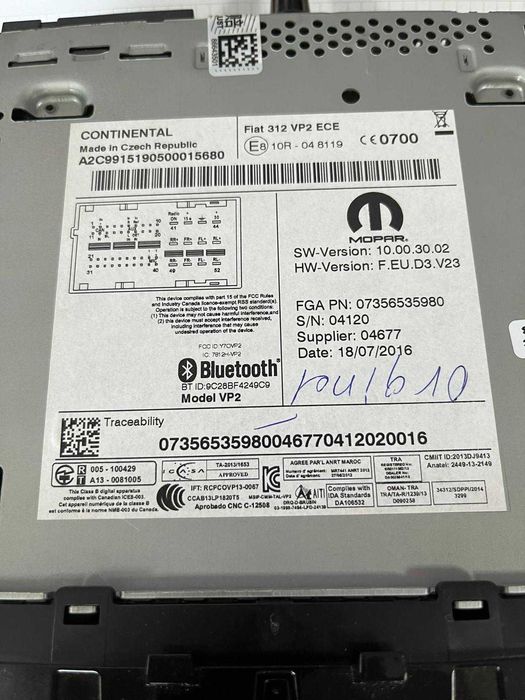 Fiat 500 Radio 312 VP2 ECE
