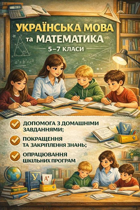 Репетитор з математики та української мови (5–7 класи)