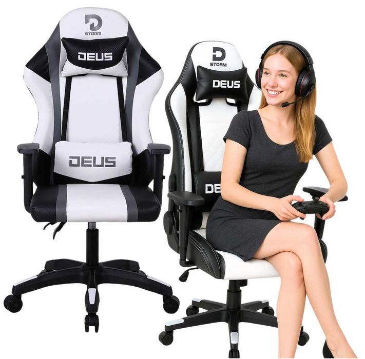 Fotel Gamingowy DEUS Storm White - idealny do długiej pracy