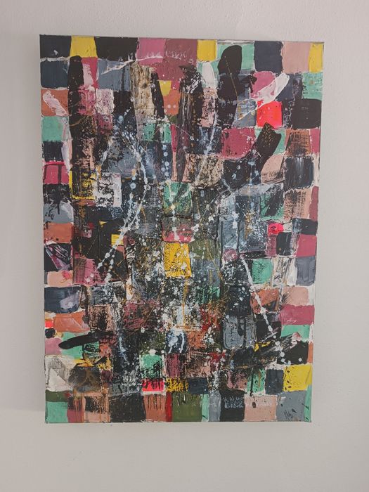 Tela pintada à mão em acrílico