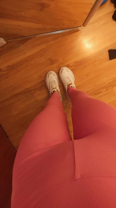 Legginsy prazek cukierkowy róż