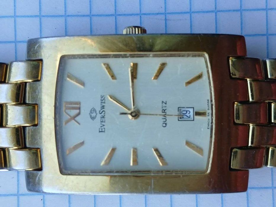 Вінтажний швейцарський чоловічий годинник EverSwiss 4508-GGS Таnk
