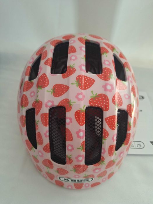 Kask rowerowy dziecięcy Abus Smiley 3.0 LED Rose Strawberry S 45-50cm
