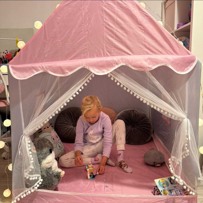 Nowy Namiot Domek Zamek Dla Dzieci Różowy Ogrodowy Pokój Na Prezent
