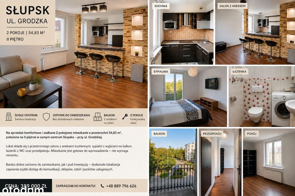 Mieszkanie na sprzedaż, 2 pokoje, 55 m², Słupsk