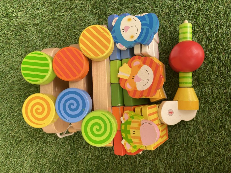 Comboio em madeira animais construtor divertido animais Montessori