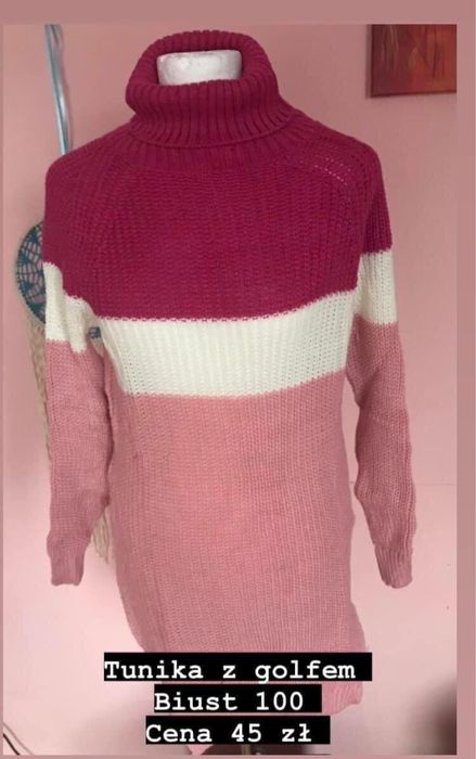 Tunika z golfem sweterkowa biust 100/110