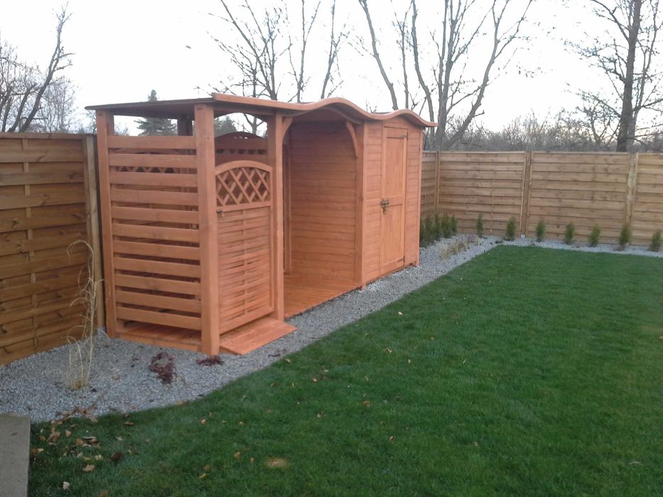 Zadaszenie na kosz domek narzędziowy drewutnia