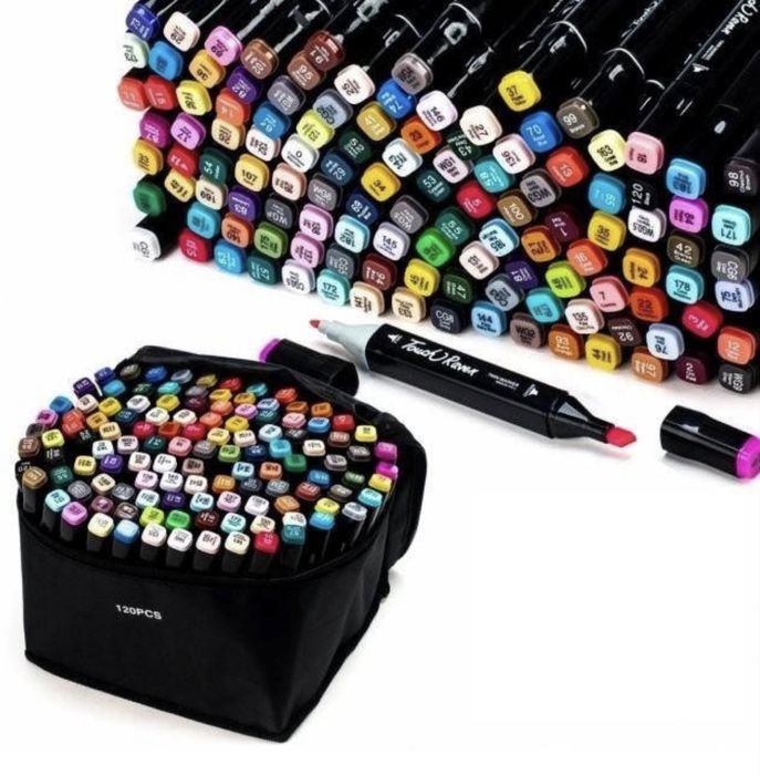 Набір маркерів для скетчингу 120шт. двосторонні для малювання Touch