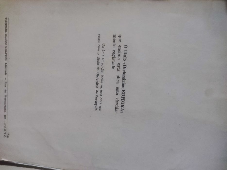Dicionário da Língua Portuguesa Porto Editora (1976) – Completo, Bom