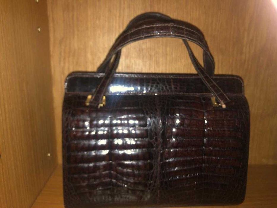 Carteira autêntica de crocodilo castanha