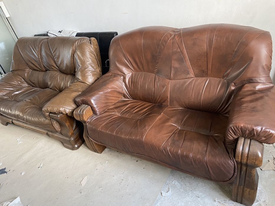 Шкіряний диван деревяний дерев'яний, кожаный деревянный