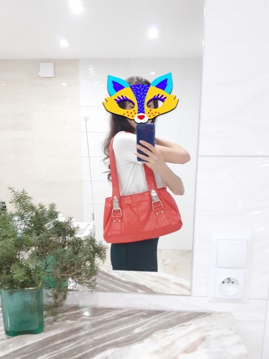 Czerwona torebka vintage chic Red leather bag 90s oldschool Rouje styl