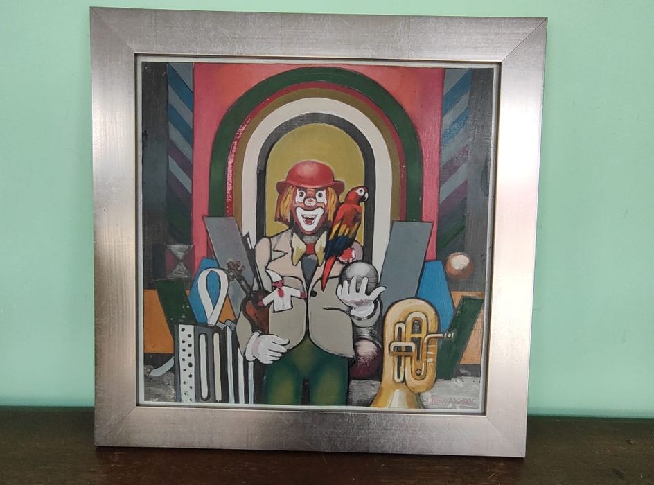 Jan NOWAK (Tychy) - Obraz "CYRK VIII" 1986 r. (40x40 cm)