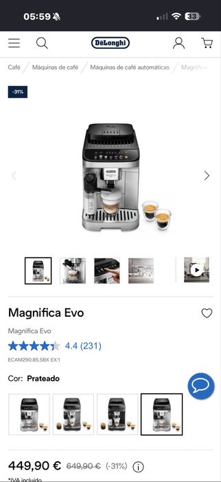 Maquina cafe Delonghi magnifica evo automatica