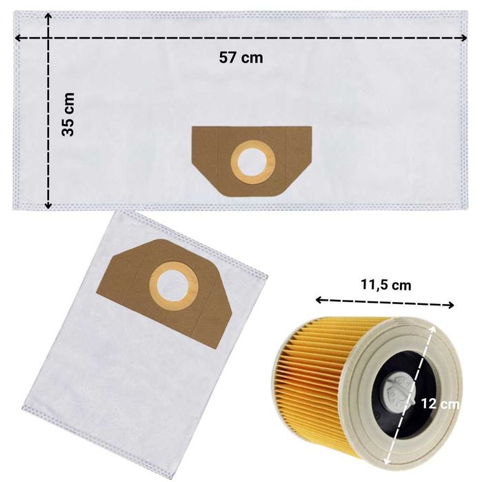10x Worki i Filtr do Odkurzacza Karcher WD3 SE4001 WD2 PLUS KWD3 V-17