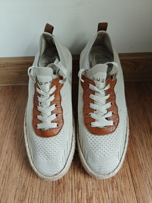 Espadryle bugatti wiązane damskie sneakersy plecionka platforma