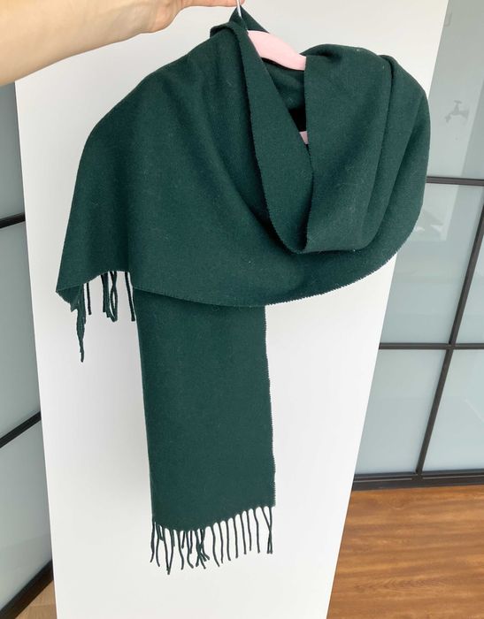 Zielony wełniany szal vintage butelkowa zieleń MM 1833