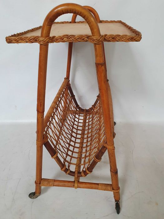 gazetnik kosz bambusowy vintage masywny rattanowy