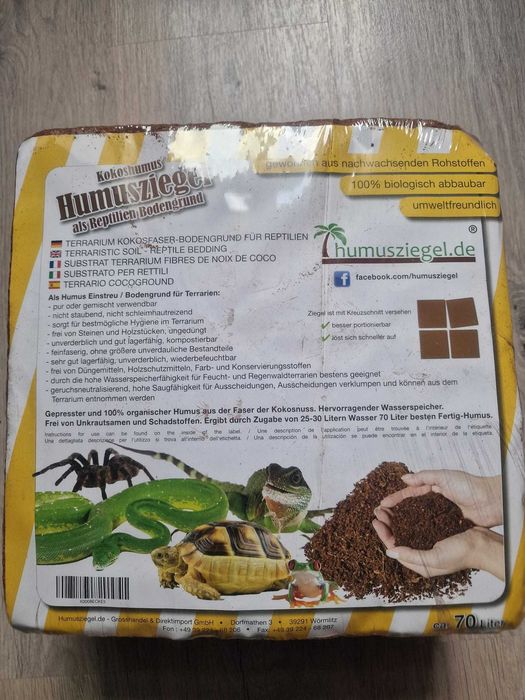 Podłoże z włókna kokosowego do terrarium 70 litrów