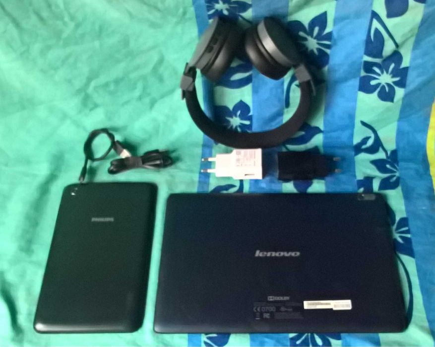 Dwa Tablety Sim Lenovo A7600-H+Philips PI321G+Słuchawki Bloototh opis