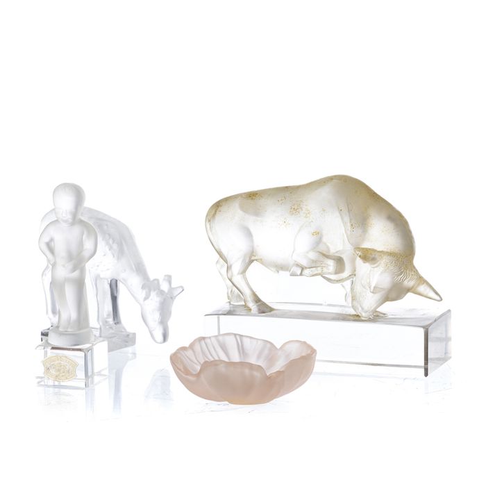 Cristal e vidro - Conjunto de quatro peças - Lalique; Daum; Val-Saint