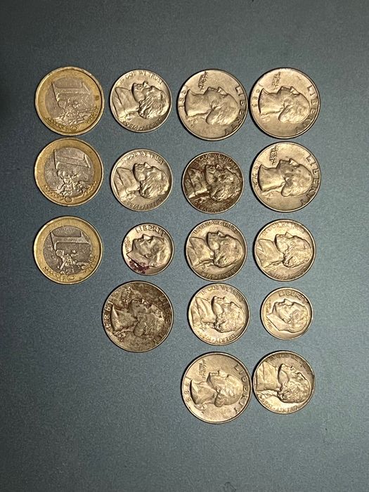 Монети США Європа