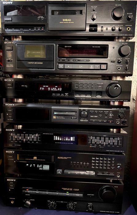 Wieża SONY, Magnetofony, CD,Korektor, Minidisc, tuner,wzmacniacz