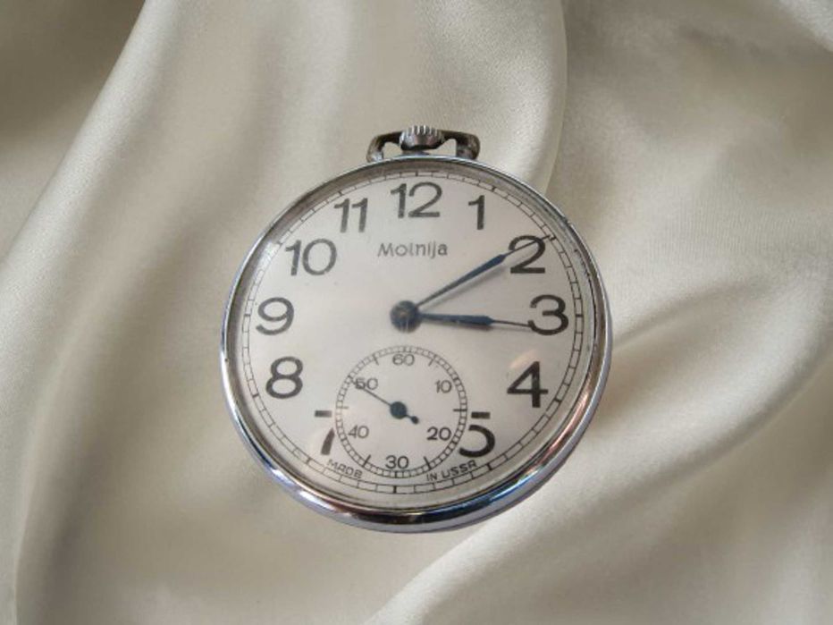 Zegarek kieszonkowy Mołnia w odkrytej kopercie Stan bardzo dobry