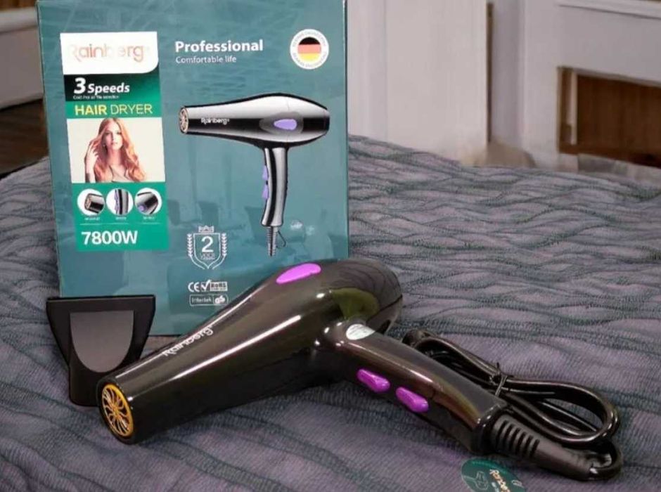 Фен потужний 7800 вт для швидкого сушіння волосся