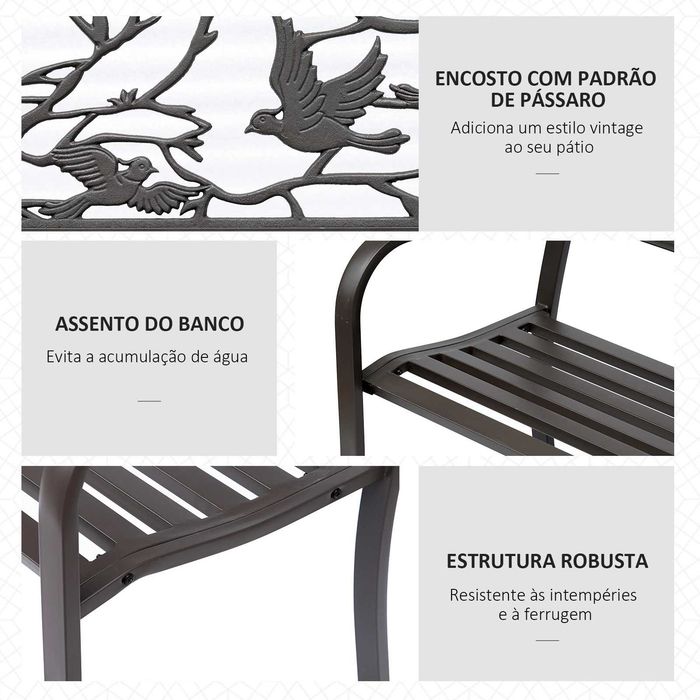 Banco de Jardim de Aço Banco Castanho escuro