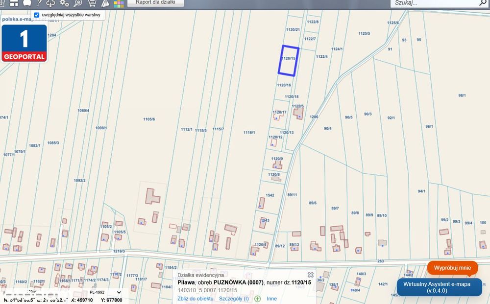 Działka budowlana 1457 m² w Puznówce – pozwolenie ,projekt, prąd, woda