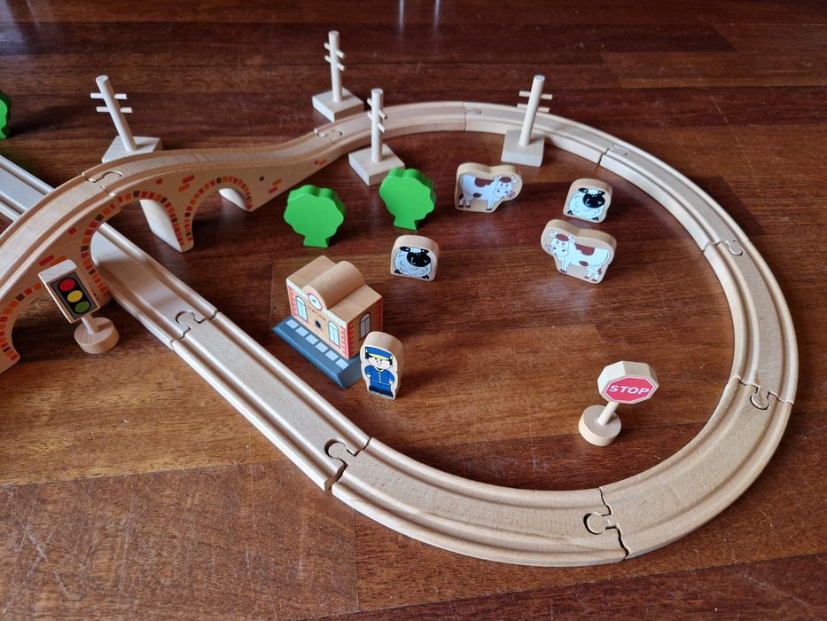 Tidlo Drewniana Kolejka Zestaw 50 elementów