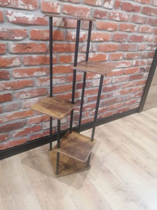 Kwietnik metalowy stojący, 5 poziomów, czarny, styl loft, 107 cm