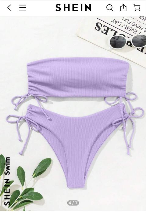 Новий купальник р.М  Shein, 38 р. ліловий, пудровий, рожевий бузковий,