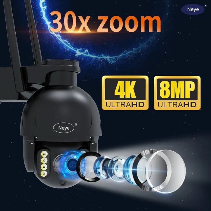 Kamera Zew WiFi 4K8MP 30xZoom Optyka SONY Met.Obudowa+KartaSD 4K 128GB
