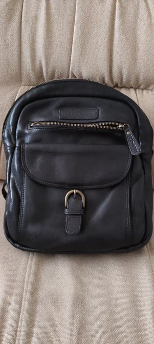 Натуральний шкіряний чорний рюкзак(унісекс)