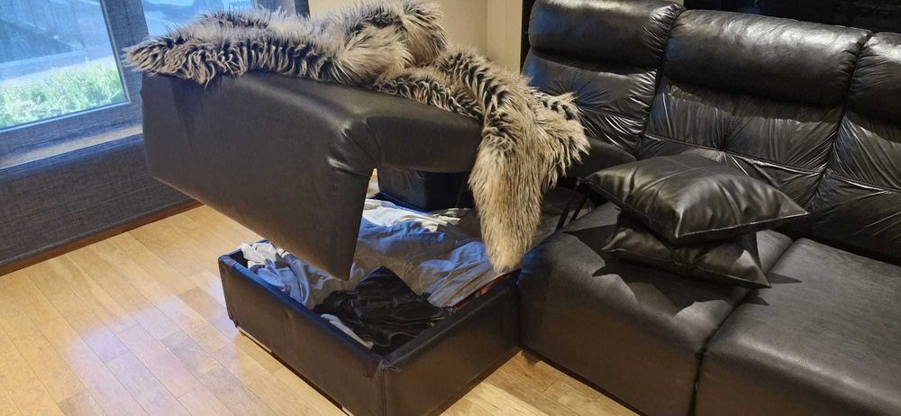 Sofá Chaise Longue+Mesa+4bancos+Puff