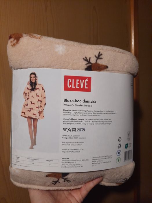 Bluzo-kocyk, wzór w jamniki, duży rozmiar