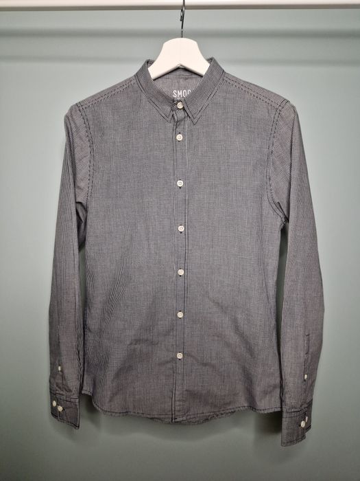 Szara koszula elegancka męska w kratę slim fit SMOG New Yorker