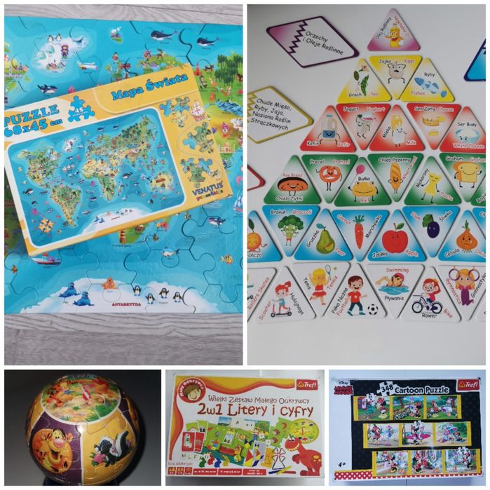 Zestaw zabawek gry i puzzle