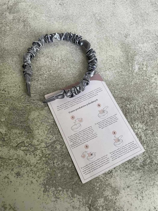 Opaska szara jedwabna do włosów jedwab silk