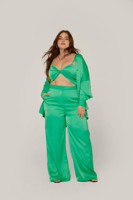 Nasty gal spodnie plus size zielone proste 50 odh