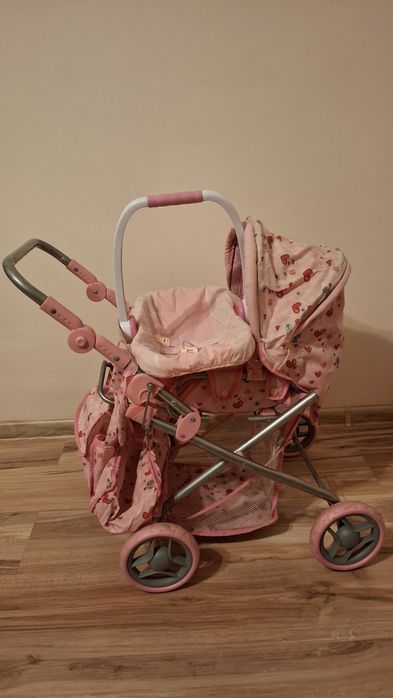 Wózek dla lalki z nosidełkiem + lalka w zestawie