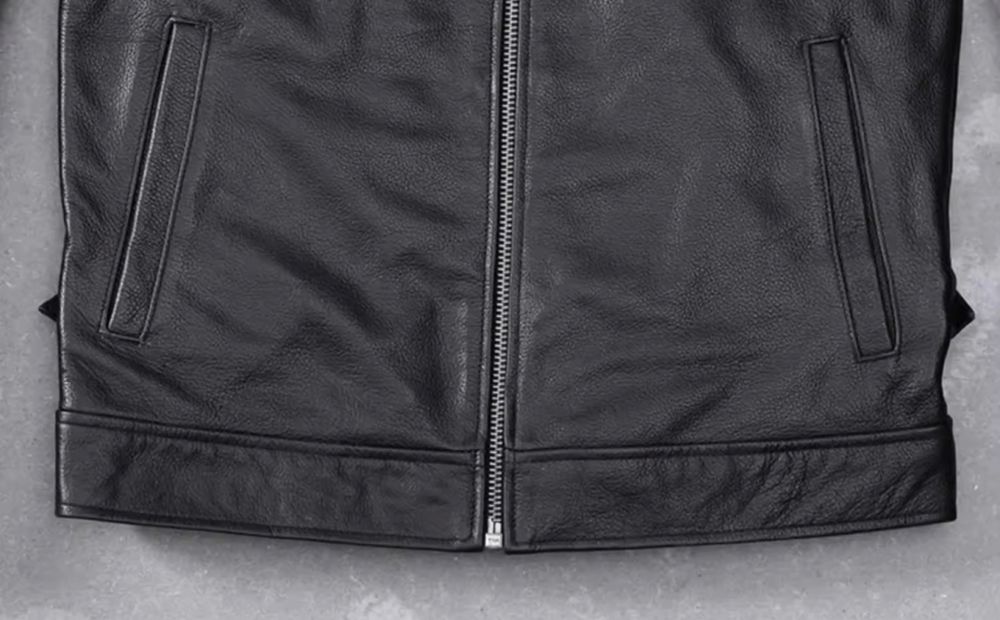 Męska kurtka skórzana ramoneska prosta skóra naturalna czarna