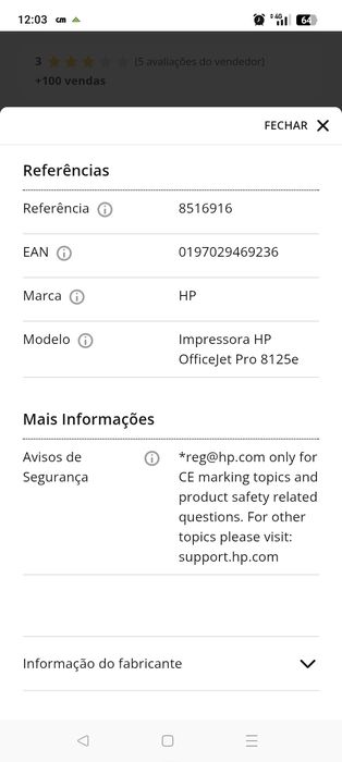 Impressora OfficeJet pro8125E