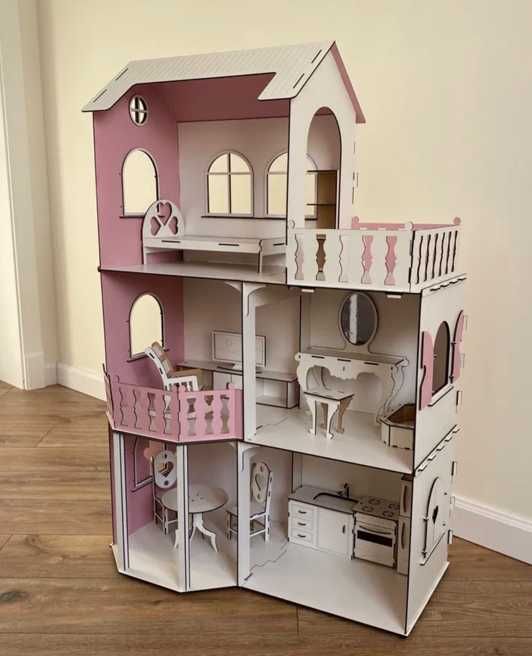 Будиночок для ляльок з меблями для кукол барбі великий дім